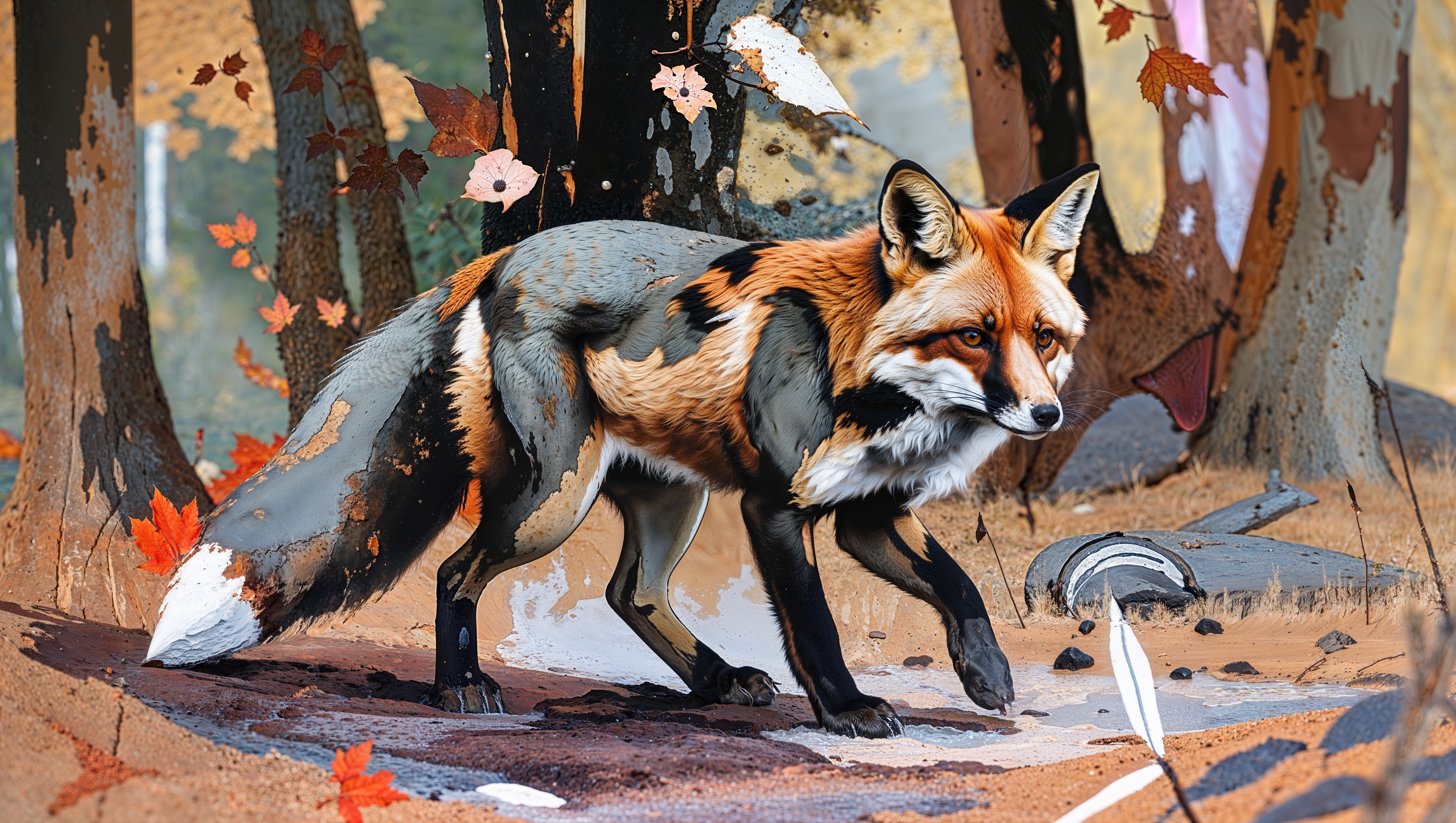 В багрец и золото одетая лиса