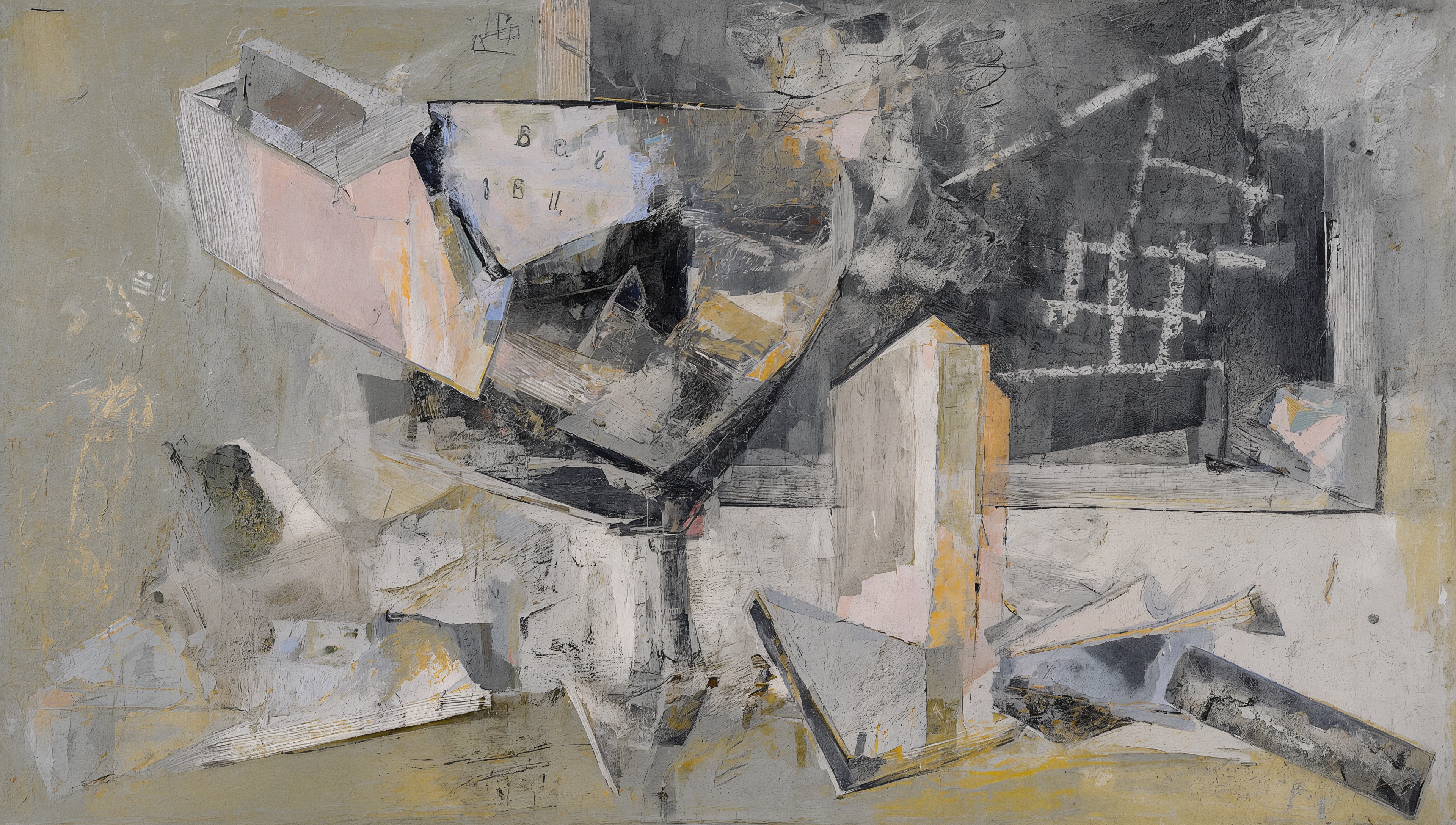 Composition with a blackboard. Digital graphics.